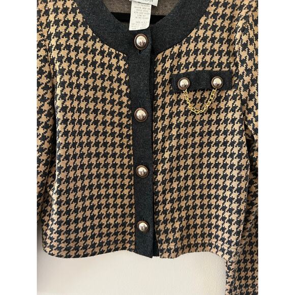 Y2K 90s academia houndstooth print formal office siren corpcore blazer buttons M - Picture 4 of 8